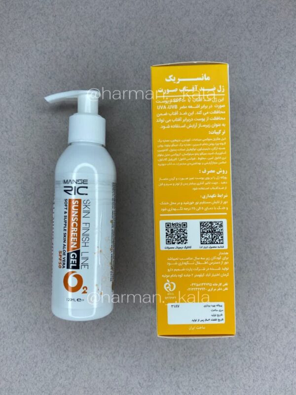 Manseric sunscreen gel with SPF 50, volume 120 ml